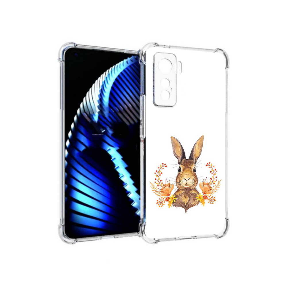 

Чехол MyPads Tocco для Vivo iQOO 5 зайка в цветах, Прозрачный, Tocco