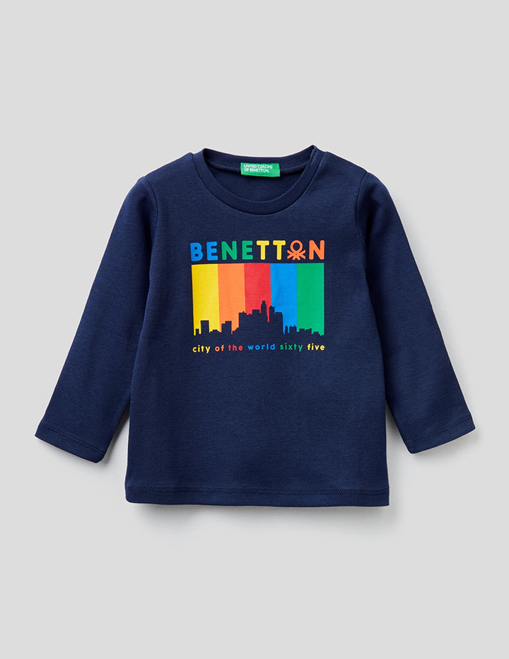 фото Лонгслив для мальчиков benetton цв. синий р.74 united colors of benetton