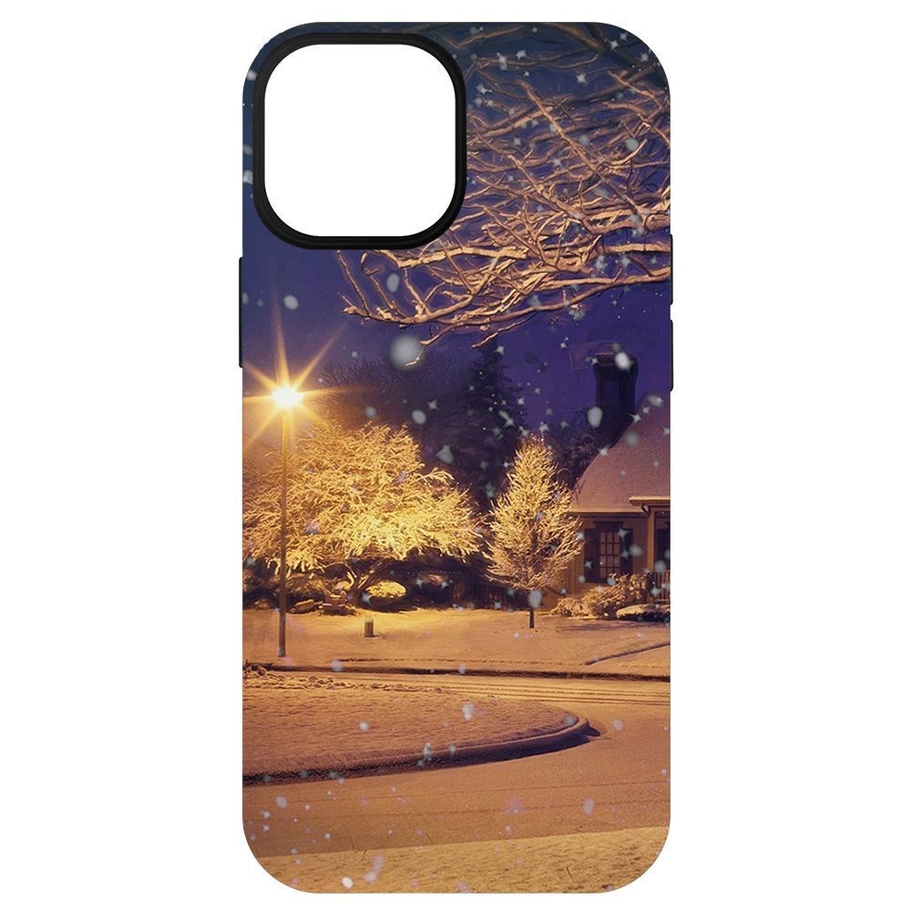 

Чехол-накладка Krutoff Софт Кейс Зимняя сказка для iPhone 13 mini черный