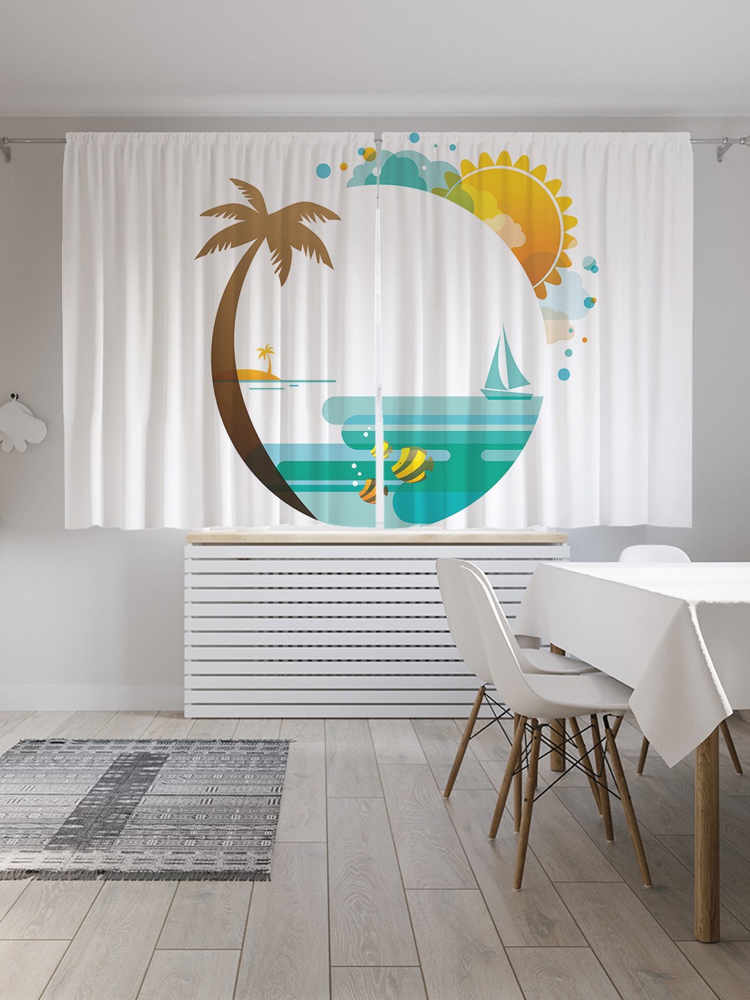

Классические шторы JoyArty "Морской пляж арт", серия Oxford DeLux, 2 полотна 145x180 см, Морской пляж арт