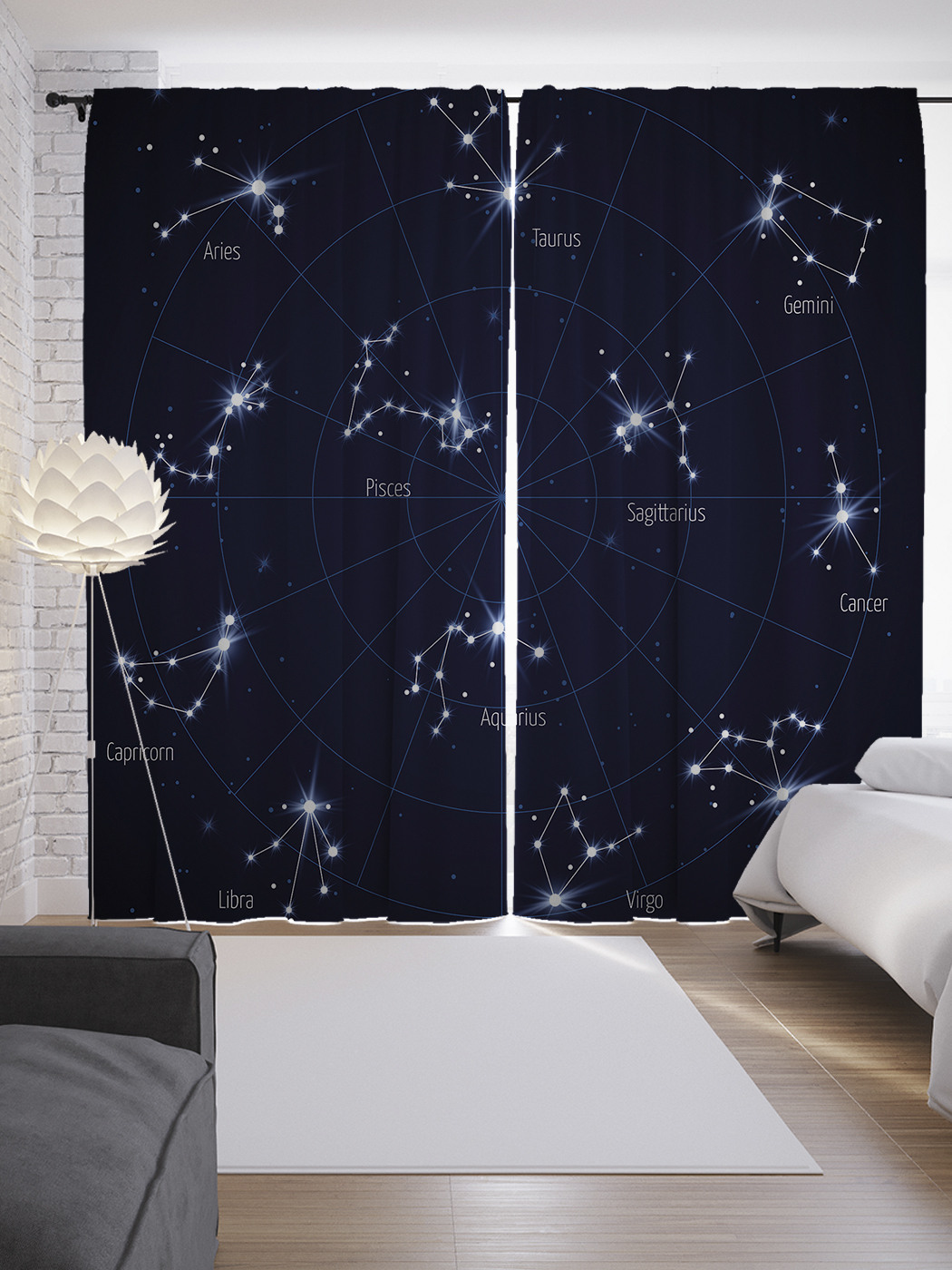 

Шторы JoyArty с фотопечатью "Зодиакальные созвездия" из сатена, 290х265 см, Зодиакальные созвездия
