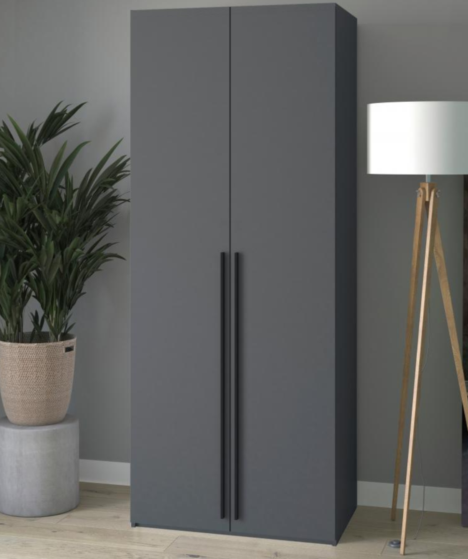 

Шкаф распашной QualisMebel Fiona 2 800х550х2200, графит, Серый, Fiona 2