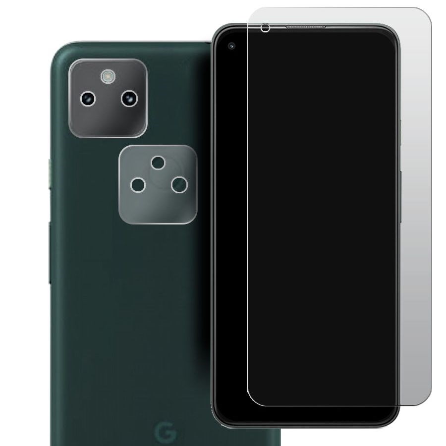 фото Стекло защитное гибридное матовое для google pixel 5a 5g (2021) + защита камеры (2 шт.) krutoff