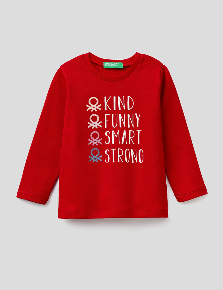 

Футболка для девочек Benetton цв. красный р.74, 21A_3I9WC15BX