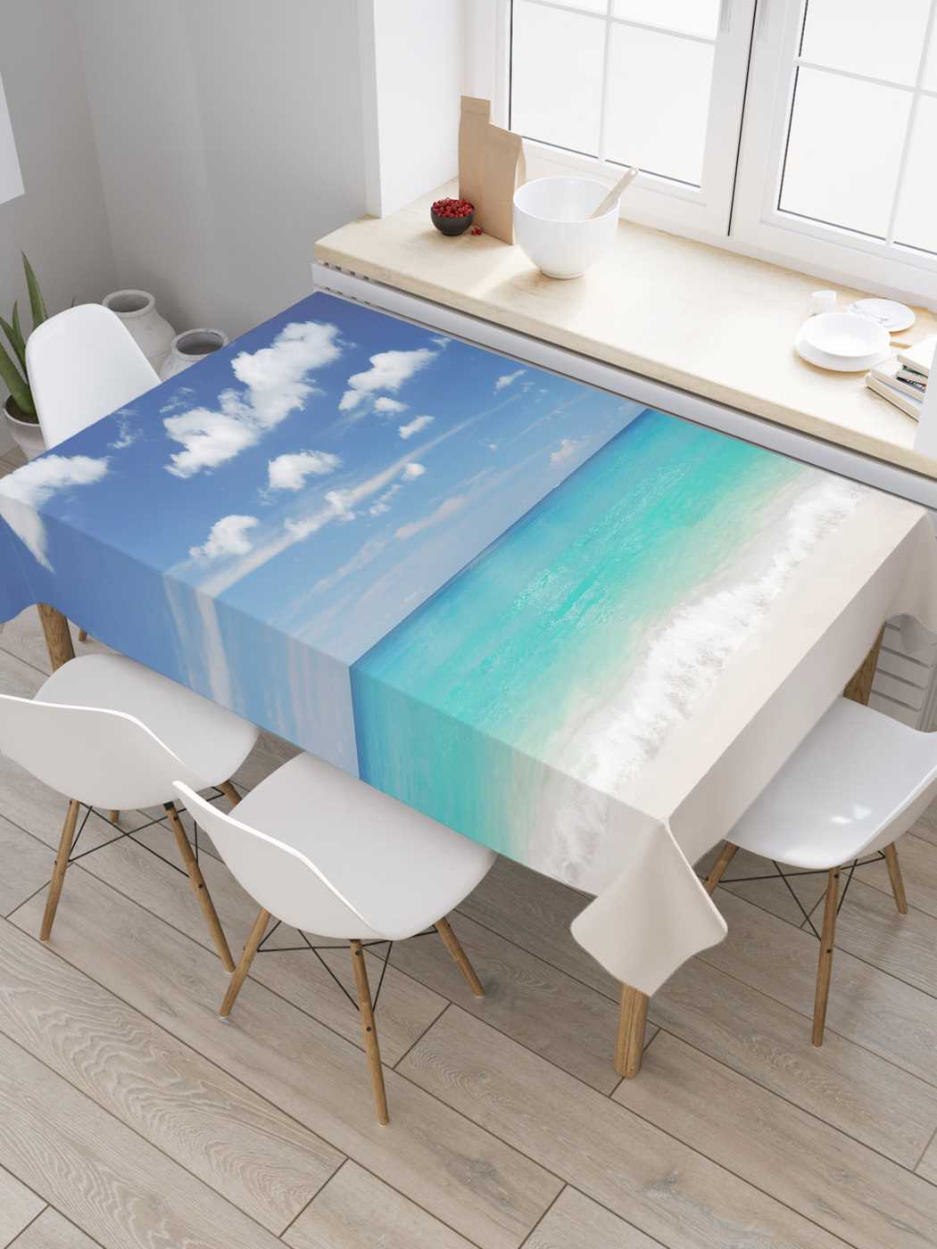 

Скатерть прямоугольная JoyArty "Легкий бриз" из сатена, 180x145 см, Серый, Легкий бриз