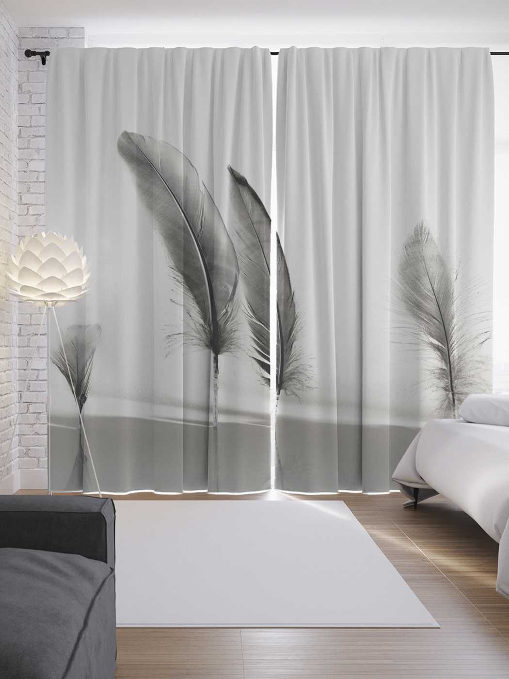фото Шторы joyarty с фотопечатью "стойкие перья" из сатена, 290х265 см