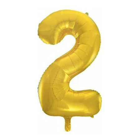 Воздушный шар Веселая Затея цифра 2 золотой 35 см