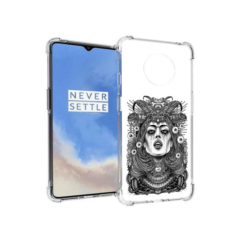 

Чехол MyPads Tocco для OnePlus 7T портрет девушки черно белый (PT227044.138.551), Прозрачный, Tocco