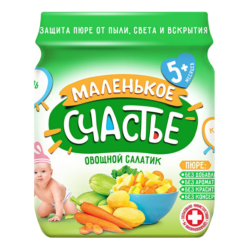 

Пюре Маленькое счастье Овощной салатик с 5 месяцев 90 гр