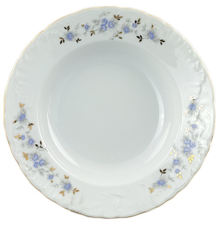 фото Набор тарелок 22,5 см 6 шт глубокие cmielow "рококо голубой цветок" 046749