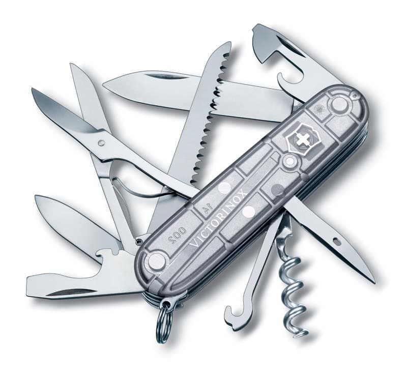 

Нож перочинный VICTORINOX Huntsman, 91 мм, 15 функций, полупрозрачный серебристый