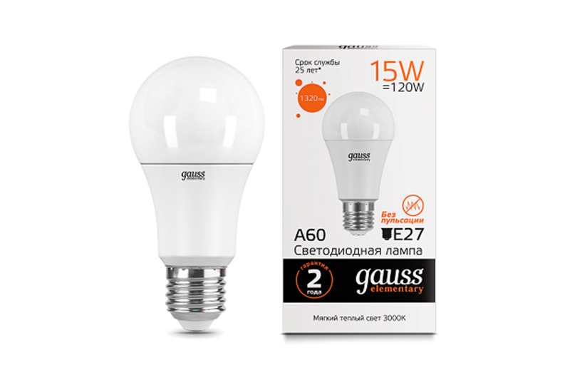 

Лампа Gauss LED Elementary A60 15W E27 1320lm 3000K