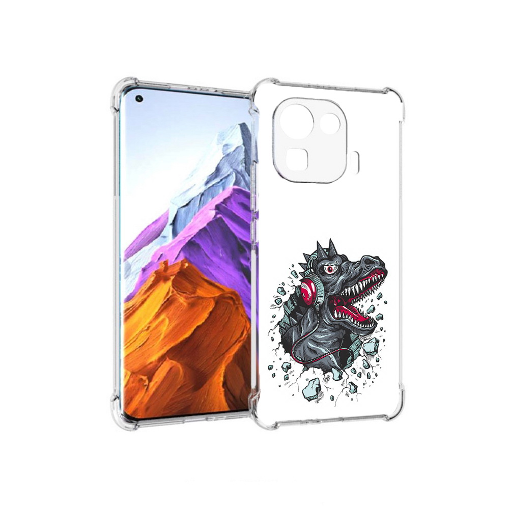 

Чехол MyPads Tocco для Xiaomi 11 Pro Нарисованный динозавр в наушниках (PT144585.286.124), Прозрачный, Tocco