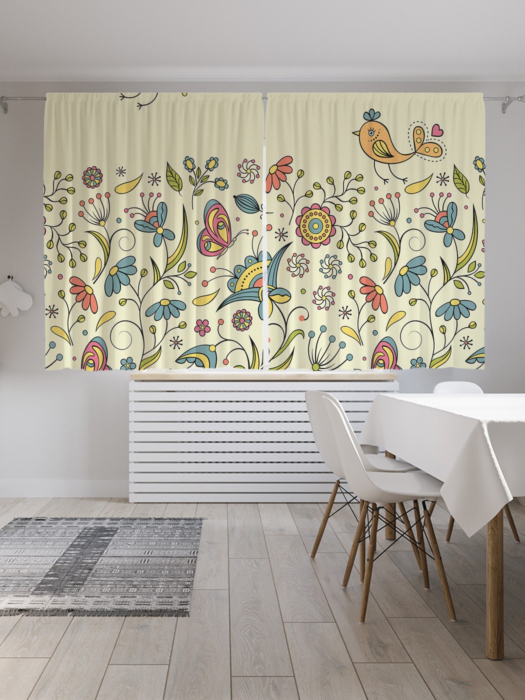 

Классические шторы JoyArty "Птички на полянке", серия Oxford DeLux, 2 полотна 145x180 см, Птички на полянке