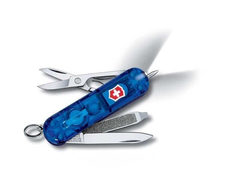

Нож-брелок VICTORINOX Signature Lite, 58 мм, 7 функций, полупрозрачный синий