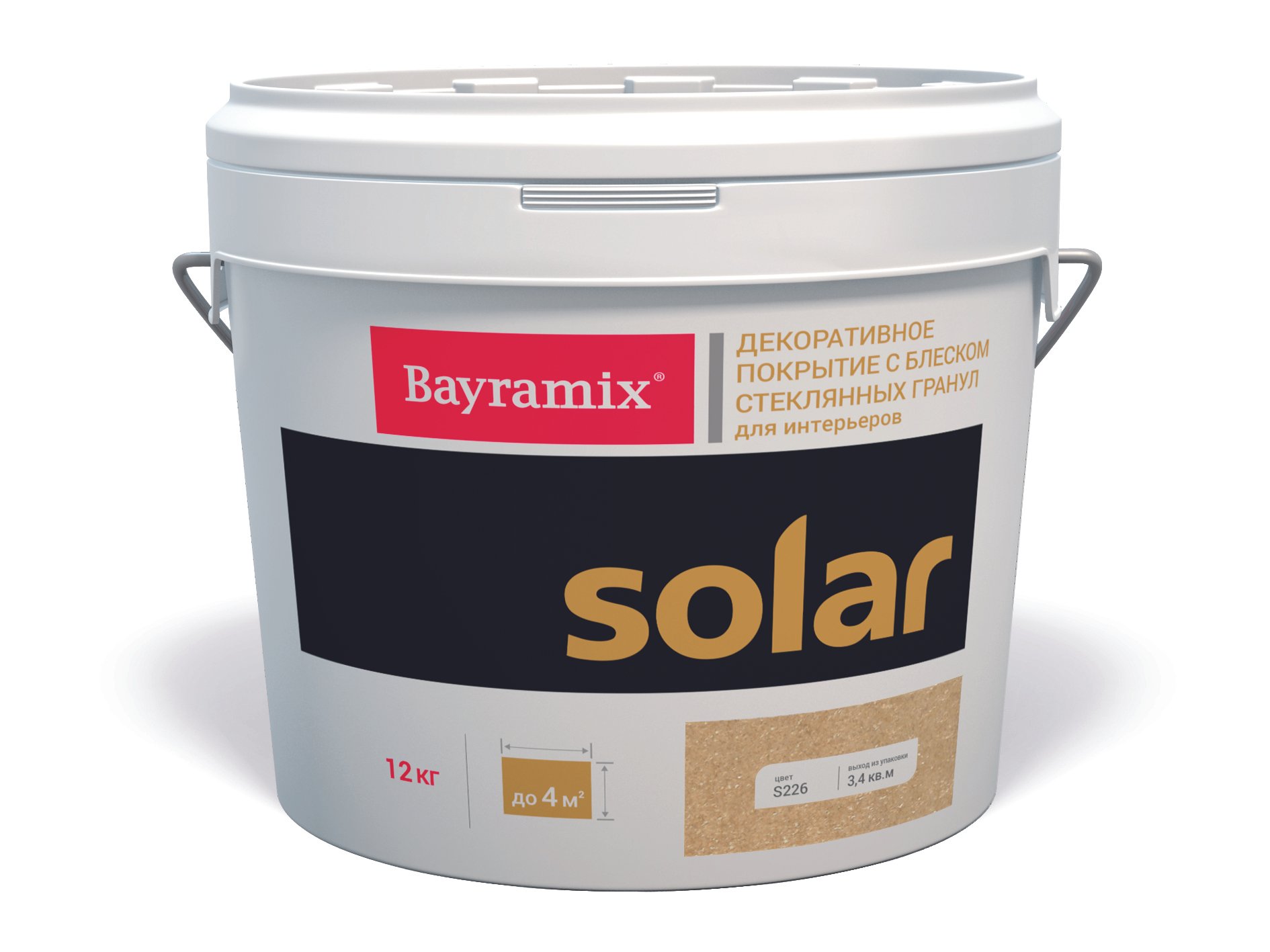 Декоративная шукатурка со стекл. гранулами Bayramix Solar S261 миндаль, 12 кг грунтовка bayramix астар кварцевый 15 кг bak 15