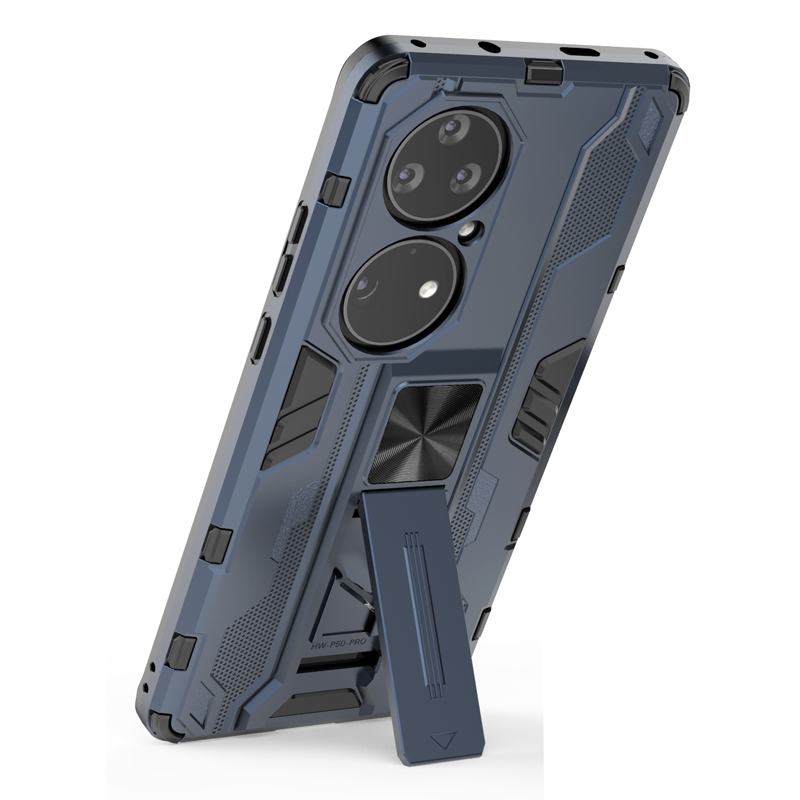 фото Противоударный чехол с подставкой transformer для huawei p50 pro (синий) black panther