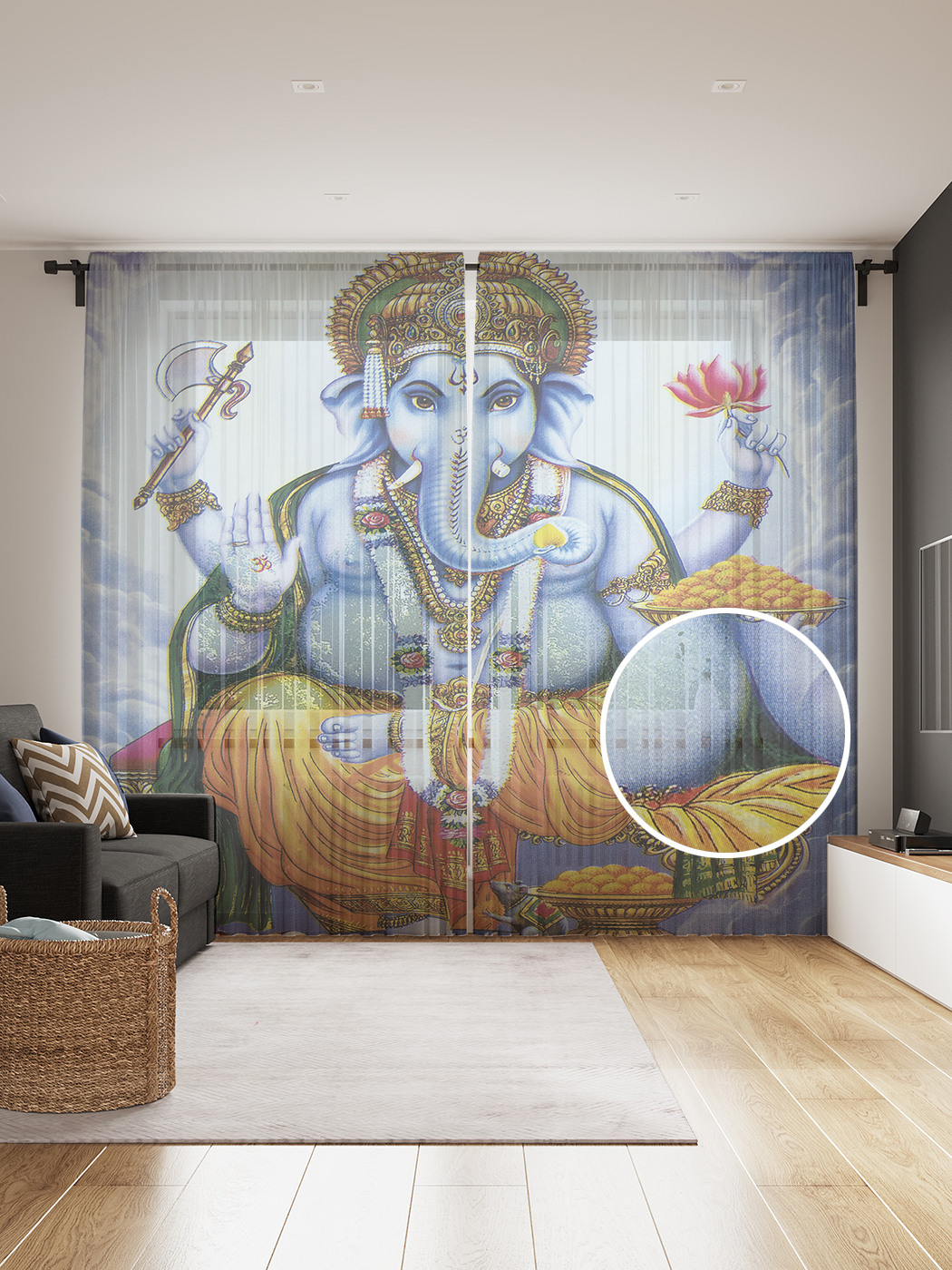 

Фототюль JoyArty "Нарядное божество", 145x265см (2 полотна со шторной лентой + 50 крючков), Нарядное божество