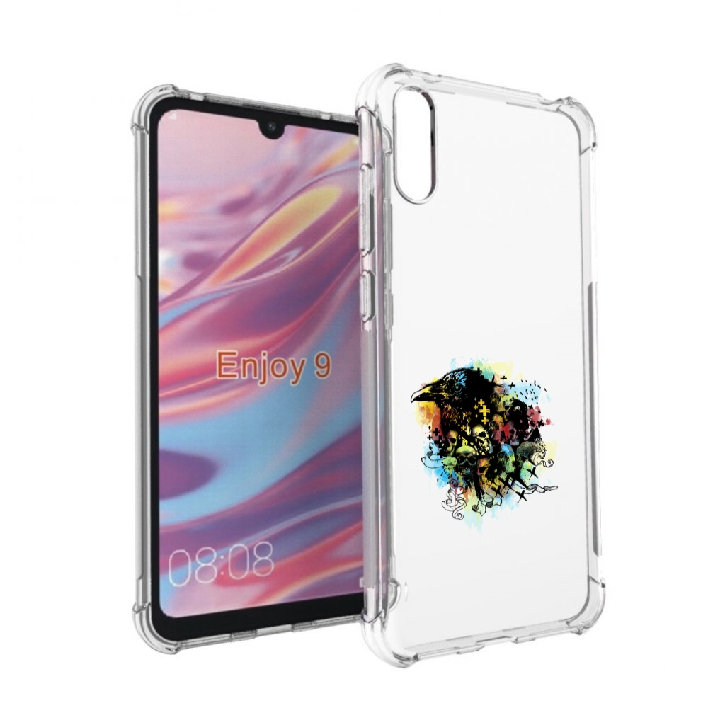 

Чехол бампер MyPads ворон и черепа для Huawei Enjoy 9., Прозрачный, Tocco