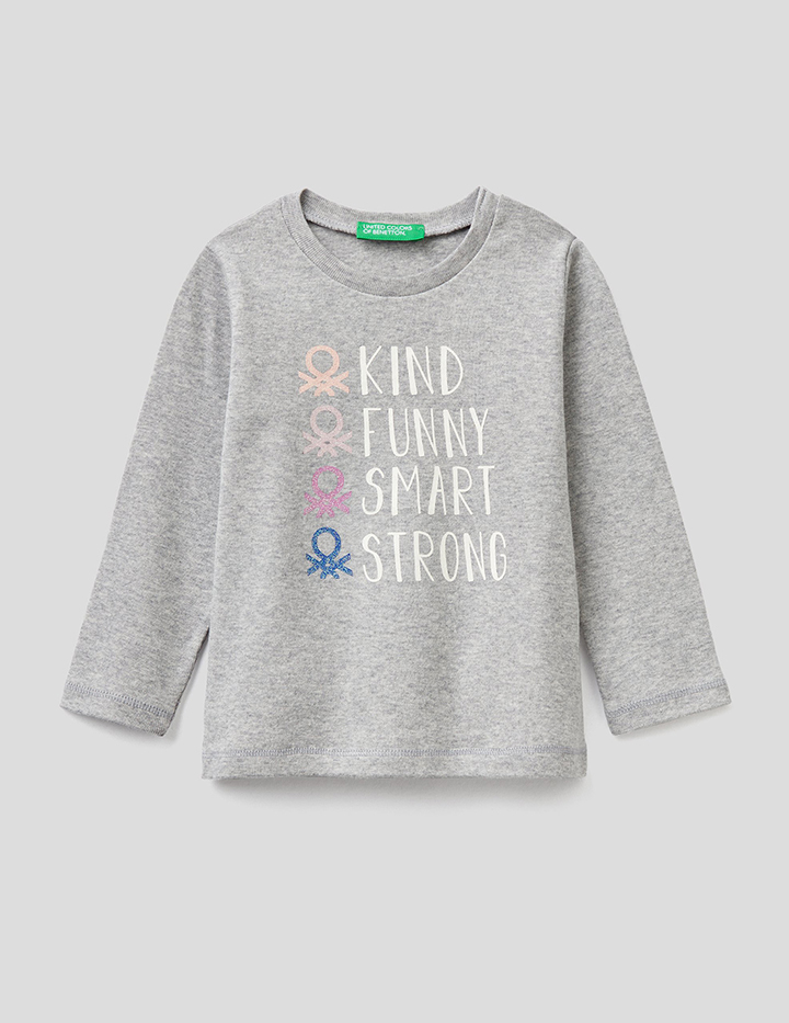 

Футболка для девочек Benetton цв. серый р.80, 21A_3I9WC15BX