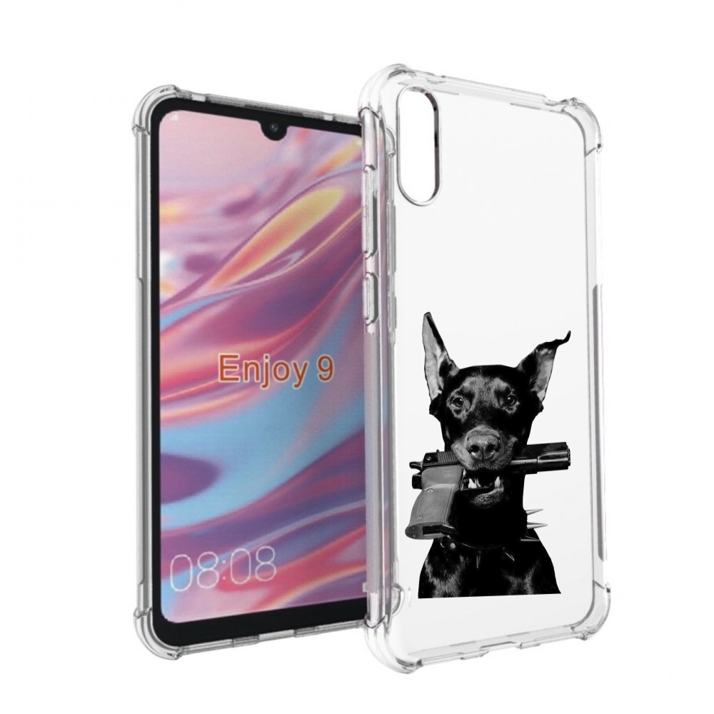 

Чехол бампер MyPads доберман с пистолетом для Huawei Enjoy 9., Прозрачный, Tocco