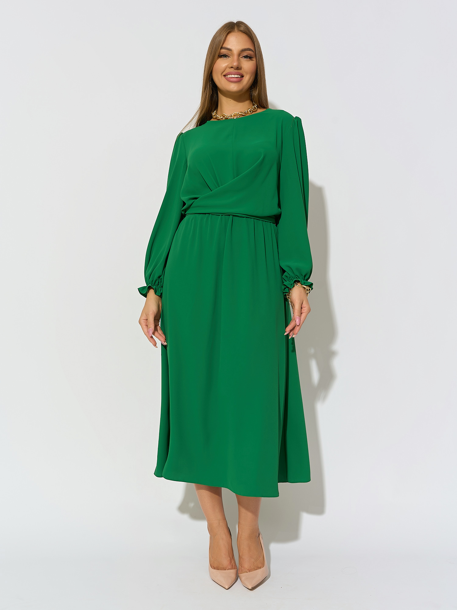 Платье женское Olya Stoff OS20138 зеленое 48 RU