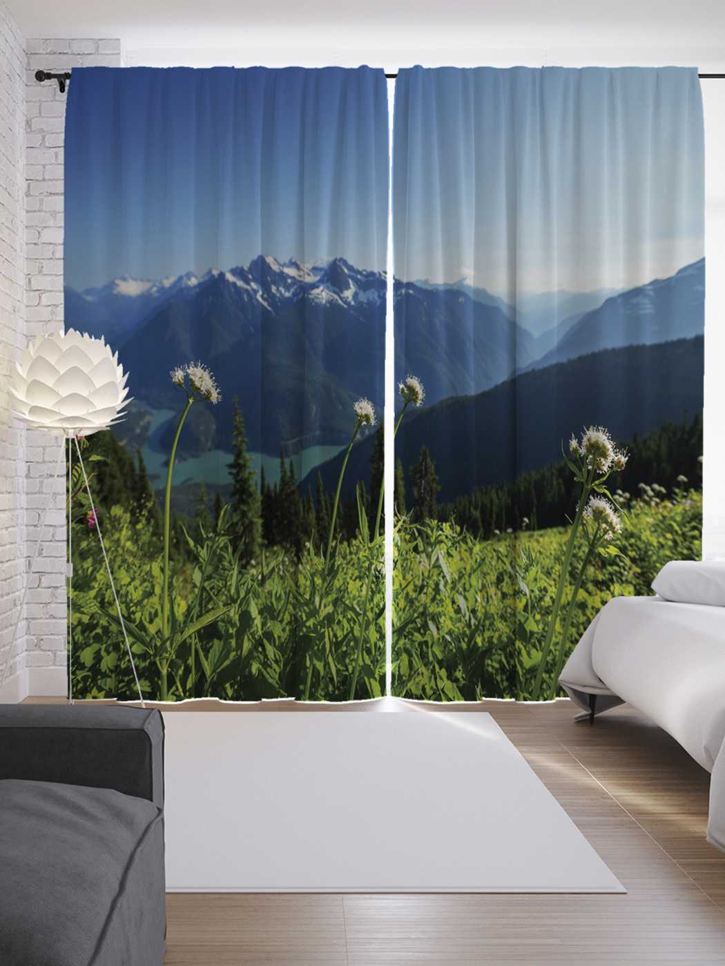 фото Шторы joyarty с фотопечатью "горные одуванчики" из сатена, 290х265 см