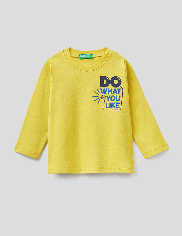 

Лонгслив для мальчиков Benetton цв. желтый р.74, 21A_3I9WC15CY