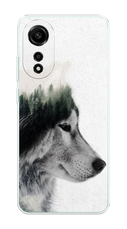 

Чехол на Oppo A78 4G "Волк лес", Серый;белый, 2514750-1