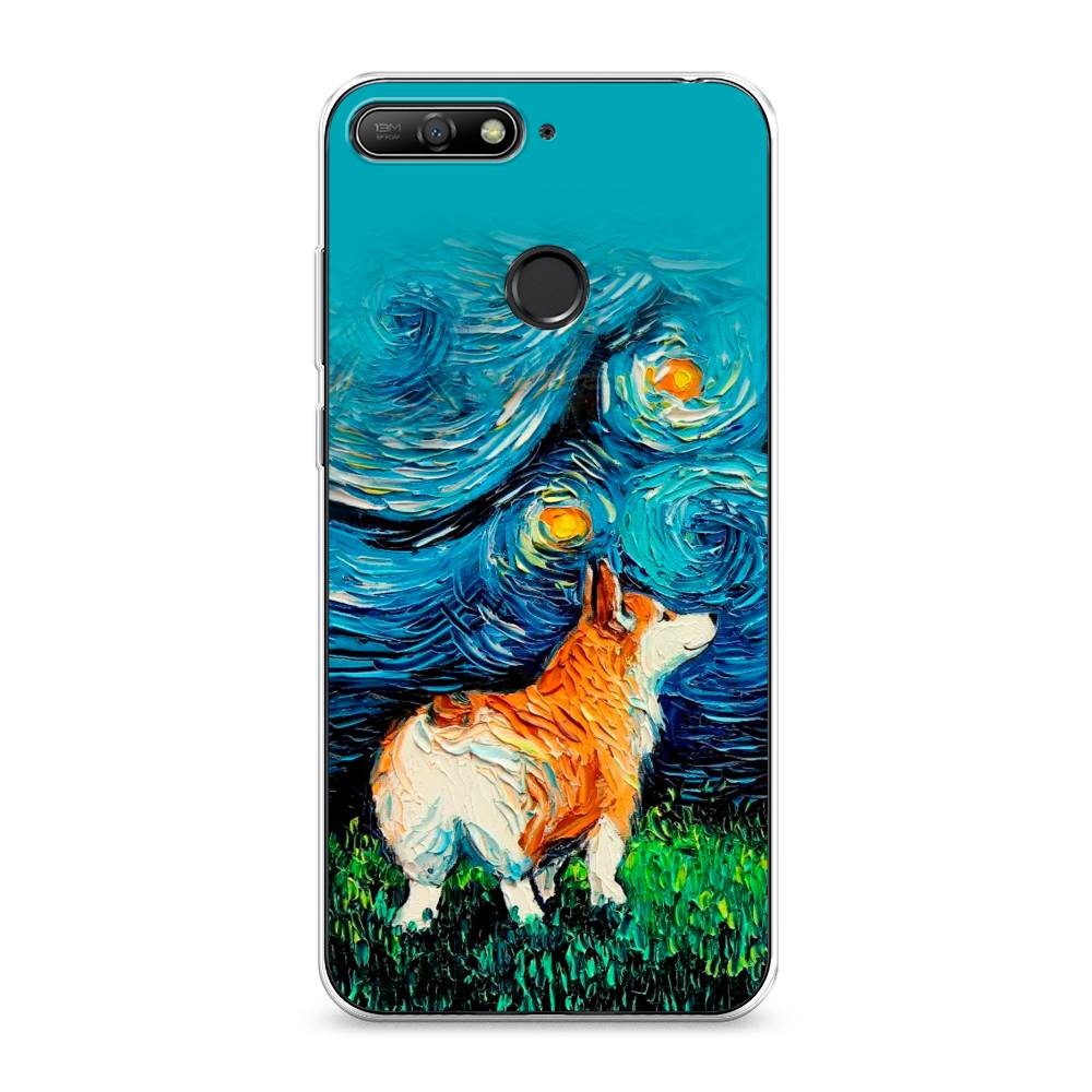 

Чехол на Honor 7C "Корги звёздная ночь", Коричневый;белый;зеленый, 65750-1