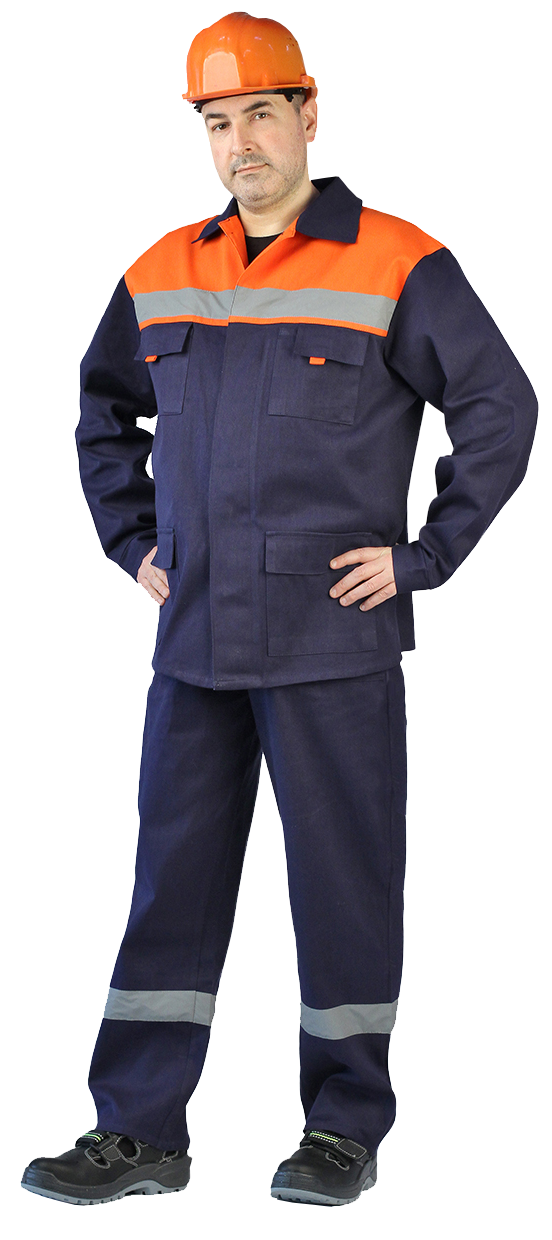 Костюм рабочий мужской Ursus Спецовка синий с оранжевым 52-54 RU, 170-176 см