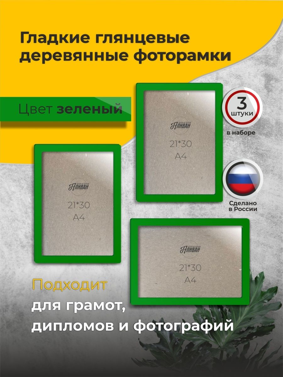 

Комплект фоторамок А4 для фото, грамот, дипломов, Зеленый, А4 - 3