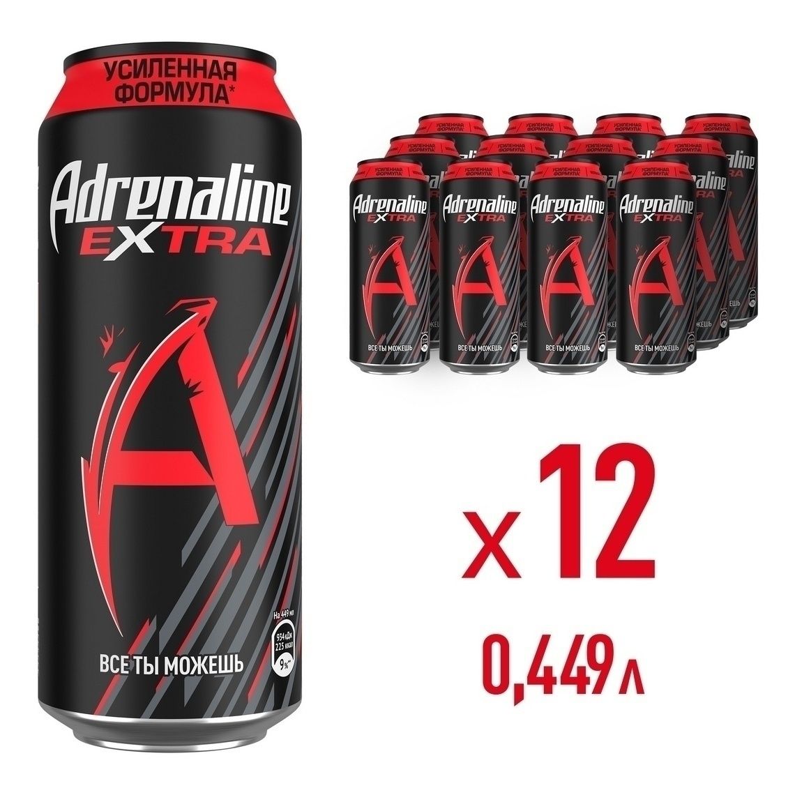 

Энергетический напиток Adrenaline Rush Extra с газированный 449 мл x 12 шт