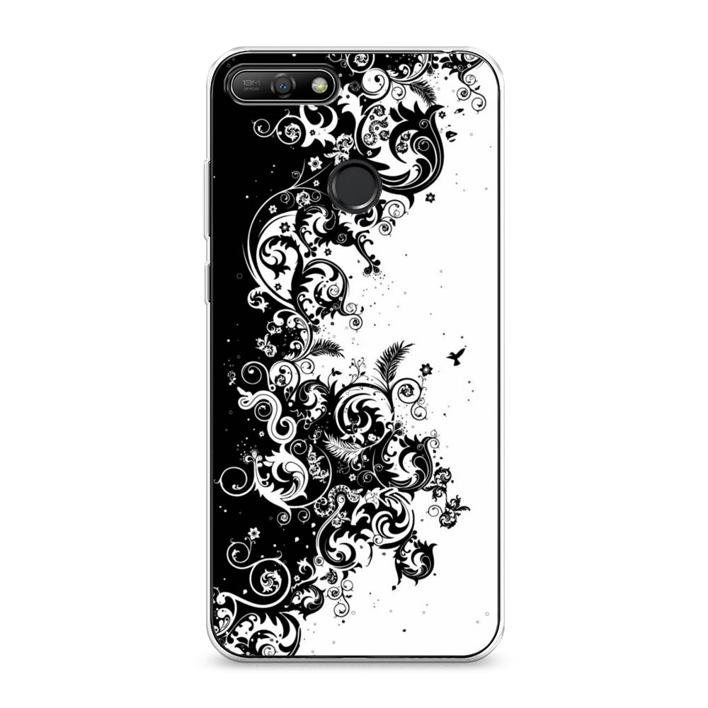 

Чехол на Honor 7C "Черно белый узор", Белый;черный;серый, 65750-3