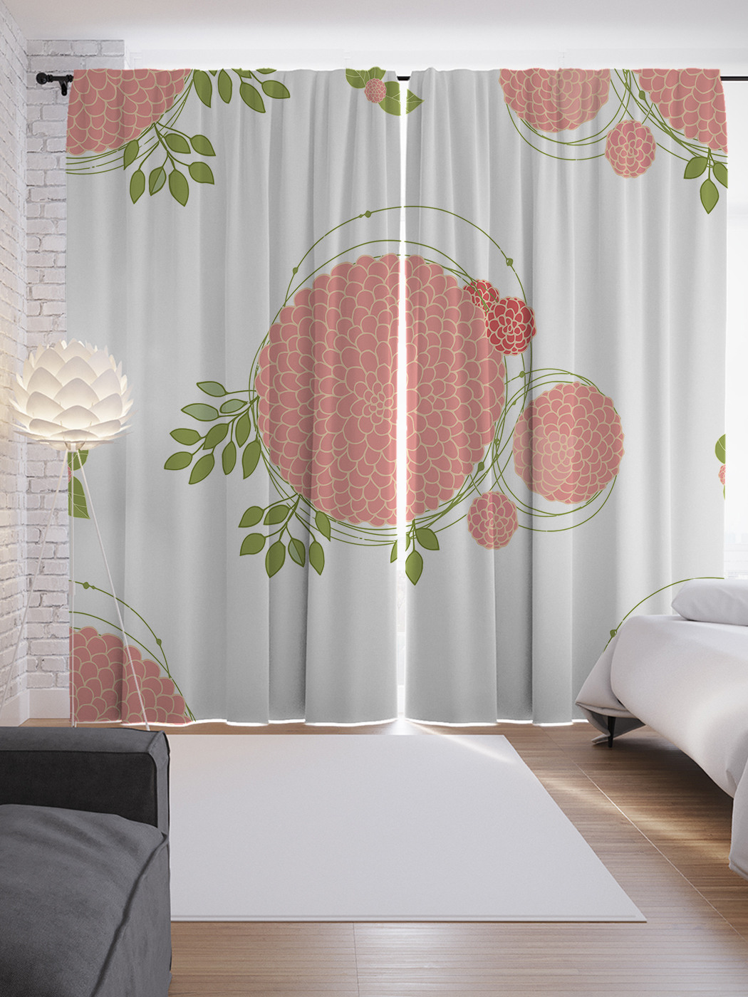 

Шторы JoyArty с фотопечатью "Цветы-шары" из сатена, 290х265 см, Цветы-шары