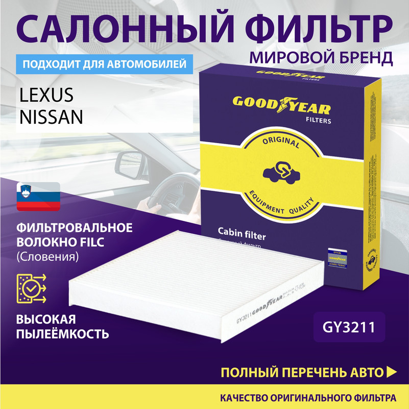 Фильтр салонный автомобильный Goodyear GY3211 1150₽