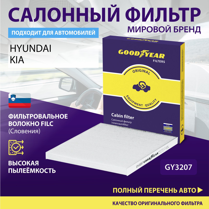 Фильтр салонный автомобильный Goodyear GY3207 421₽