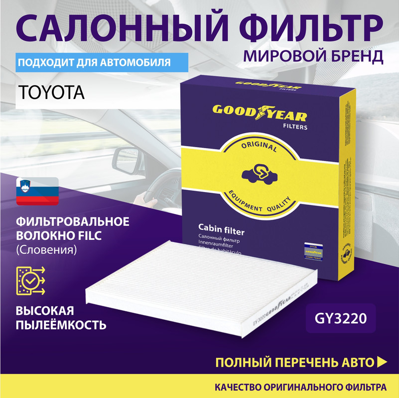 Фильтр салонный автомобильный Goodyear GY3220 1260₽