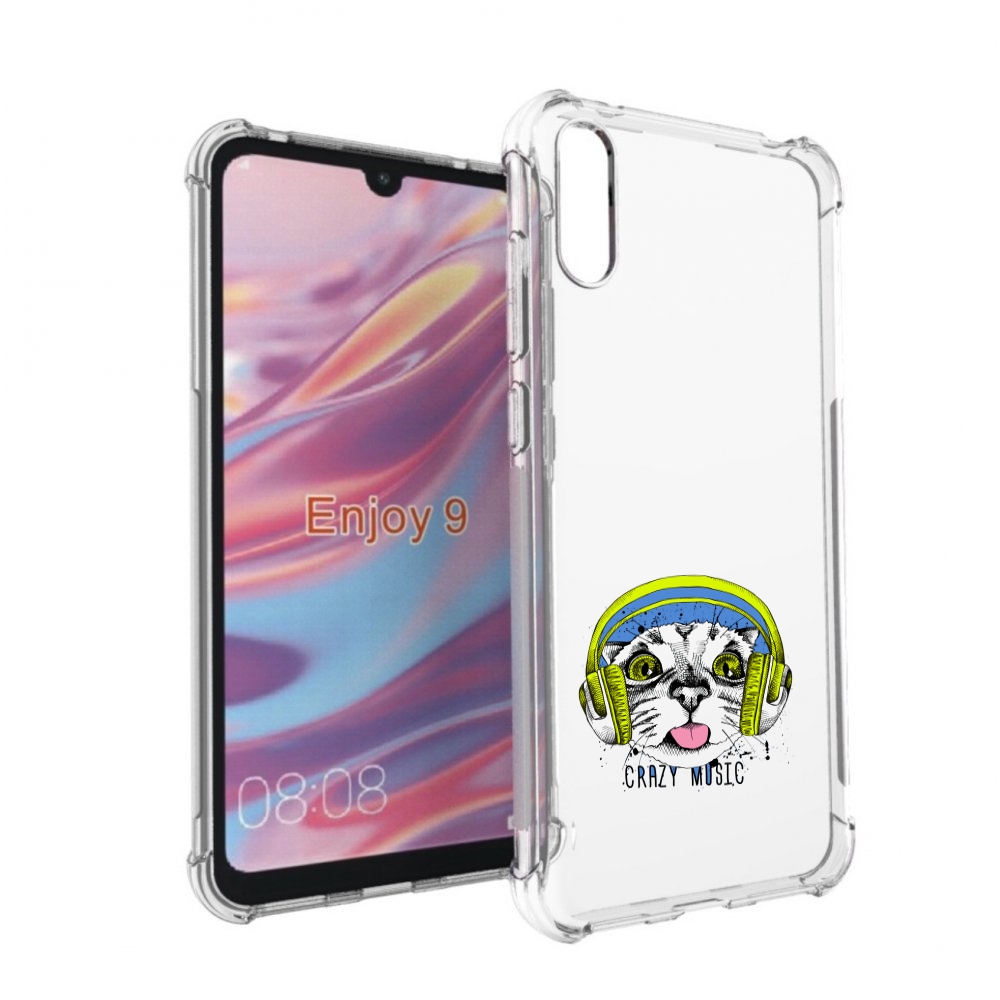 Чехол бампер MyPads кошка в наушниках рисунок для Huawei Enjoy 9