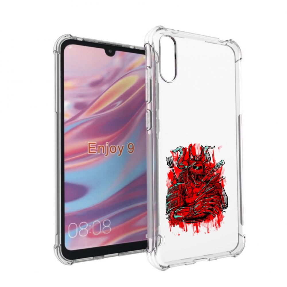 Чехол бампер MyPads красный скелет воин для Huawei Enjoy 9.