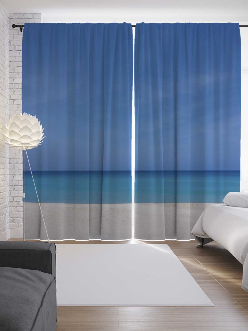 фото Шторы joyarty с фотопечатью "спящее море" из сатена, 290х265 см