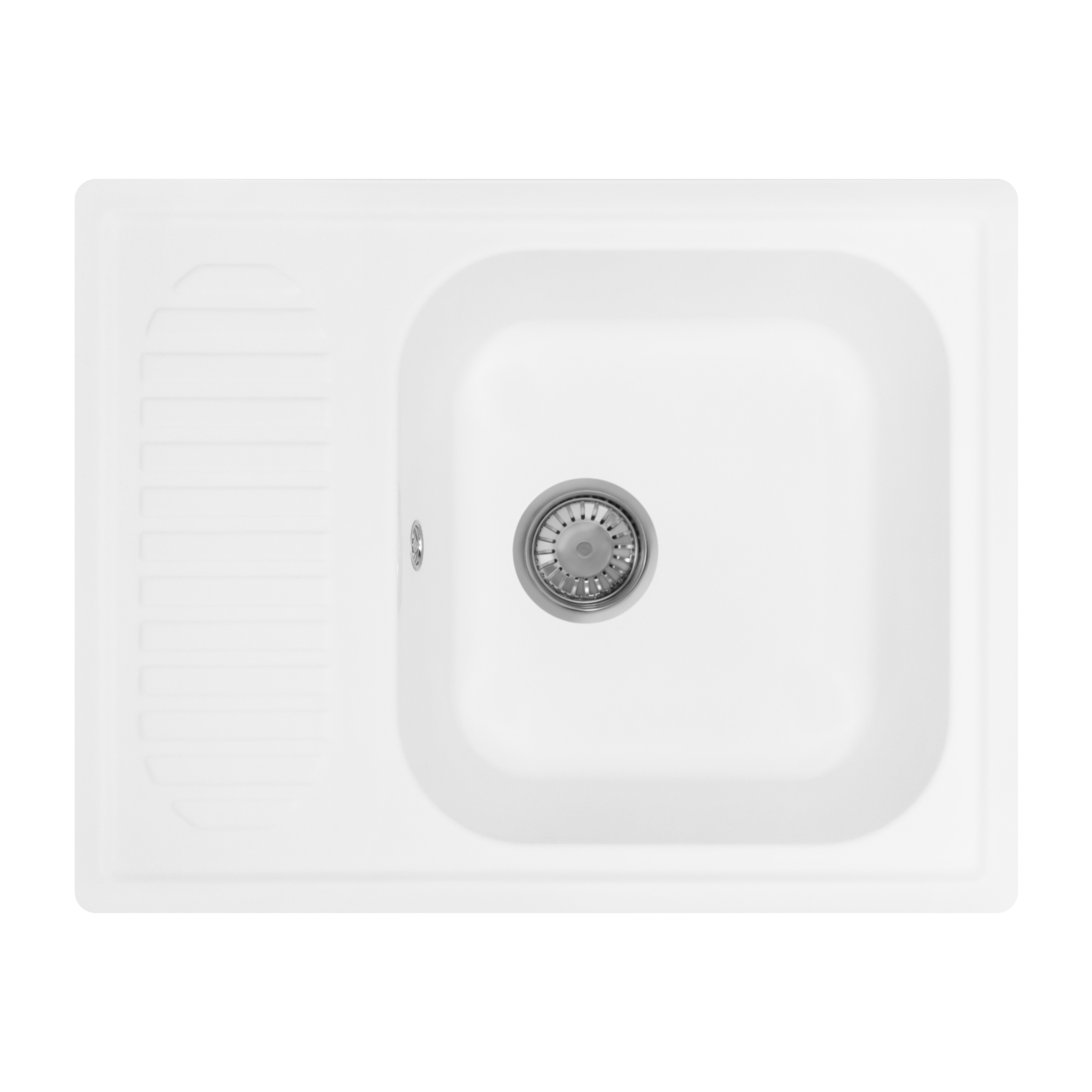 Мойка кухонная накладная прямоугольная GranRus 64,5х49,5см литьевой мрамор с сифоном