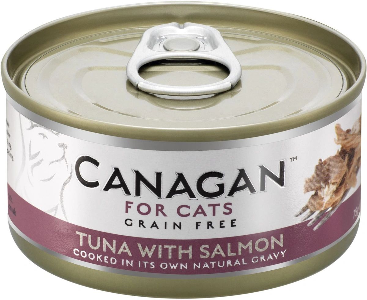 

Влажный корм для кошек Canagan Grain Free , тунец, лосось, 12шт, 75г, Grain Free