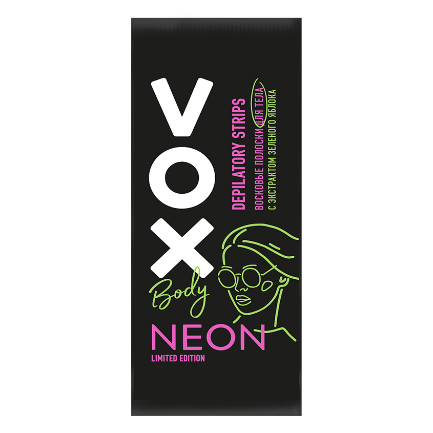 Полоски восковые для тела VOX NEON COLLECTION 12 шт. + 2 салфетки восковые полоски velvet интенсивная витаминотерапия 20 шт