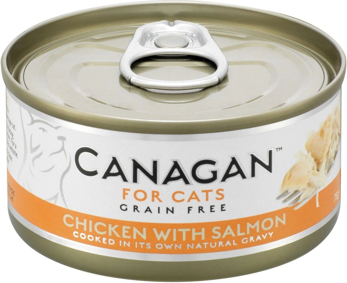 фото Влажный корм для кошек canagan grain free , цыпленок, лосось, 12шт, 75г