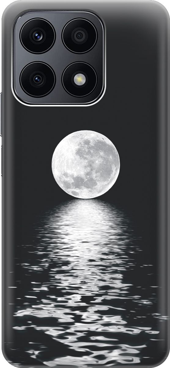 

Силиконовый чехол на Honor X8a с принтом "Луна над морем", Белый;черный, 158888