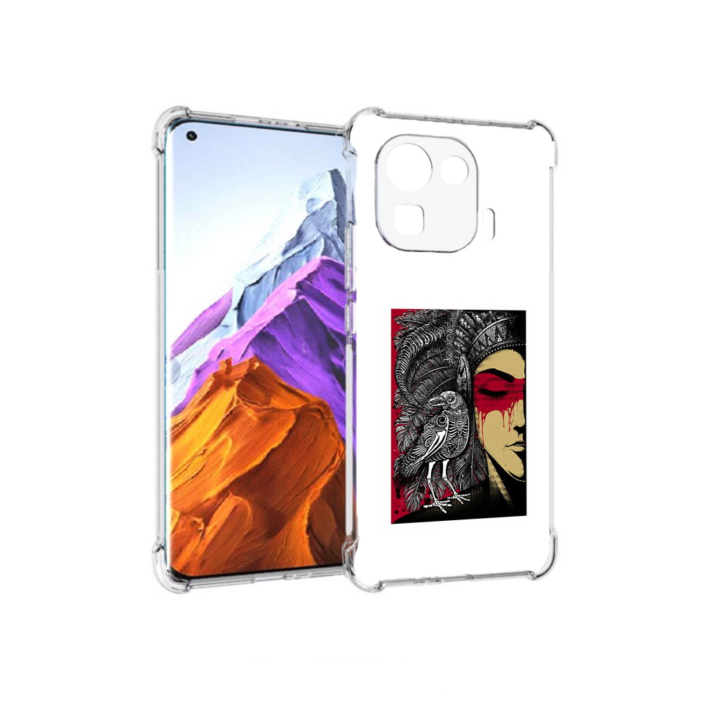 

Чехол MyPads Tocco для Xiaomi 11 Pro девушка с вороном в абстракции (PT144585.286.311), Прозрачный, Tocco