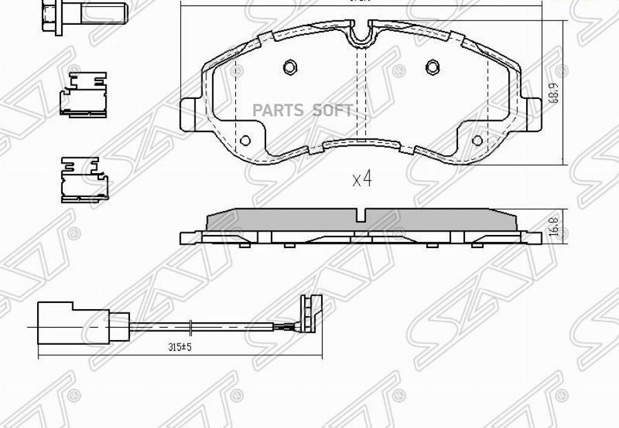 

Тормозные колодки SAT передние дисковые ST1842632