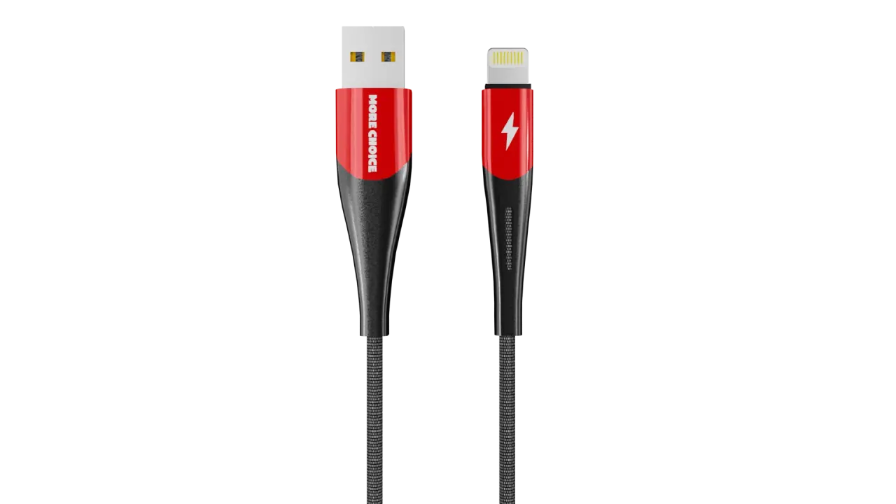 фото Дата-кабель more choice k41si new smart usb 2.4a для lightning 8-pin нейлон 1м red black