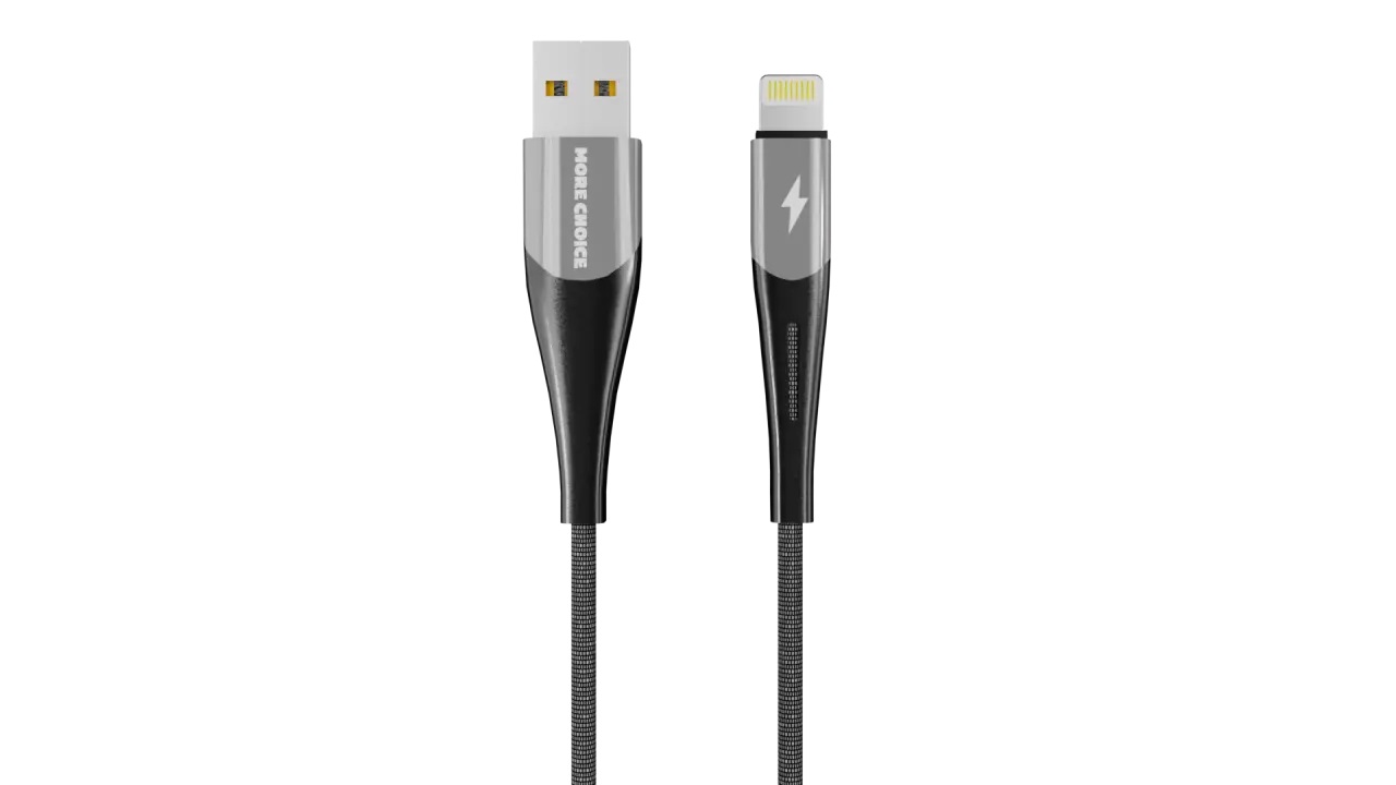 фото Дата-кабель more choice k41si new smart usb 2.4 для lightning 8-pin нейлон 1м silver black